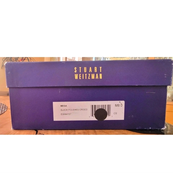 STUART WEITZMAN BOOTS EMBOSSED LEATHER CROCODILE PUMPS BLACK HEELS SIZE 8M - Picture 6 of 6